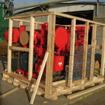 Heavy lift packing for 12 tonne pump, internally framed case in build up phase