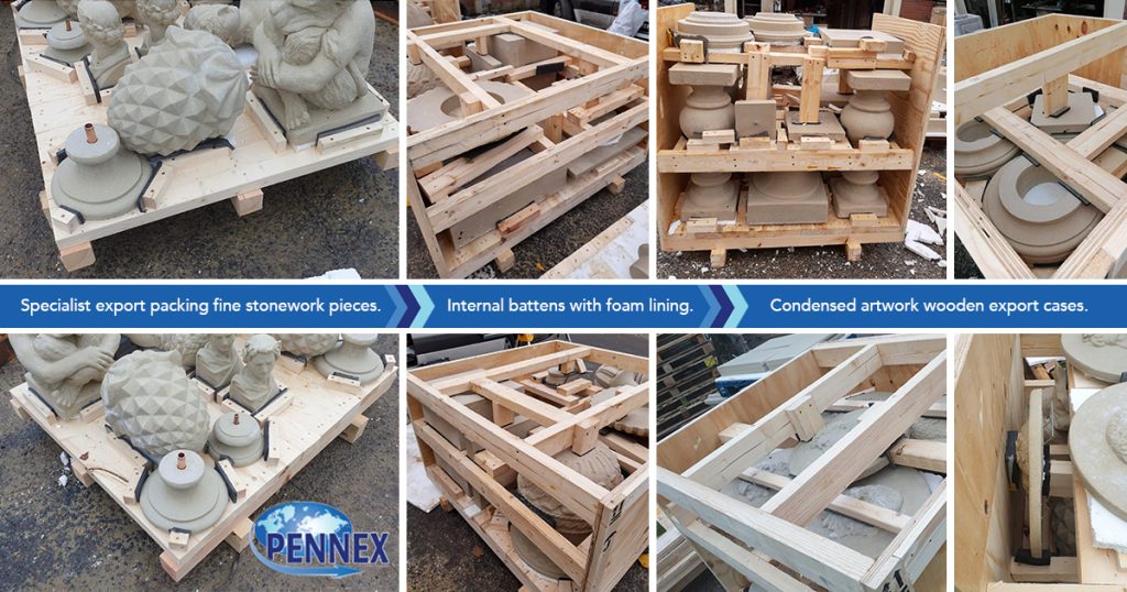 Chilstone onsite export packing stonework pieces.